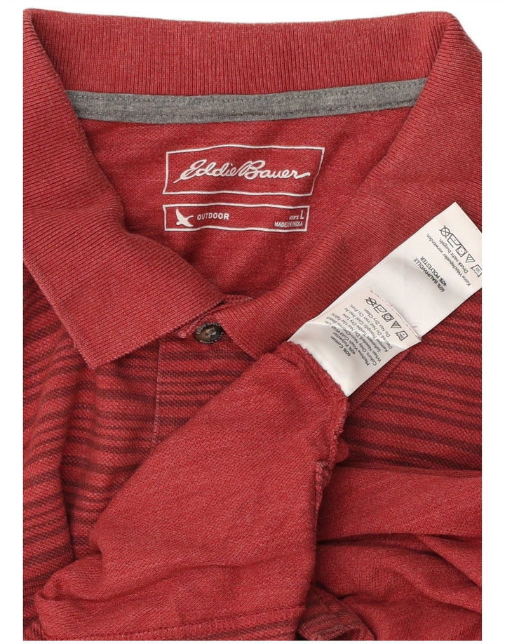 Polo da uomo EDDIE BAUER grande in cotone a righe rosse
