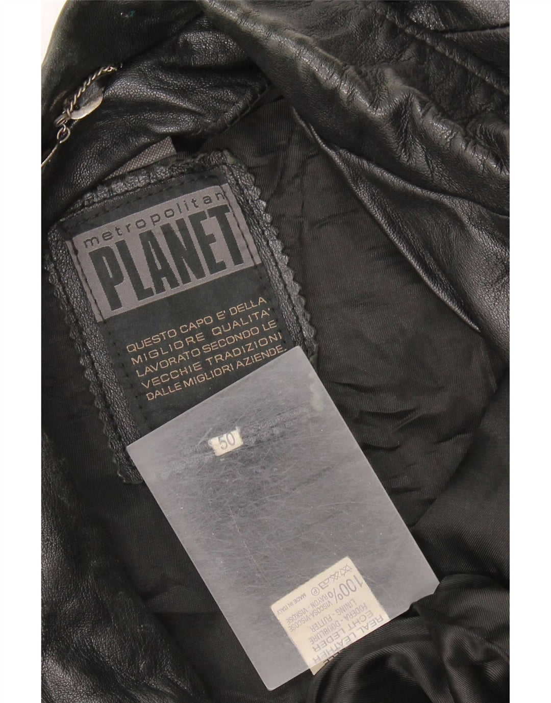 Giacca in pelle vintage da uomo IT 50 XL in pelle nera