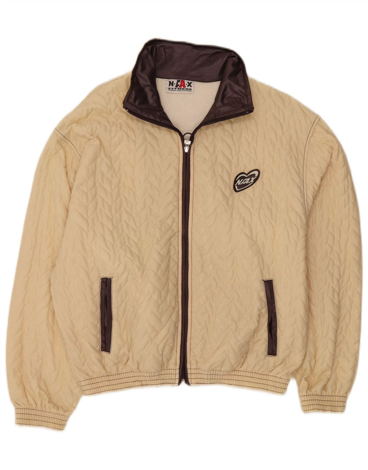 Giubbotto bomber da donna VINTAGE UK 16 grande poliestere beige