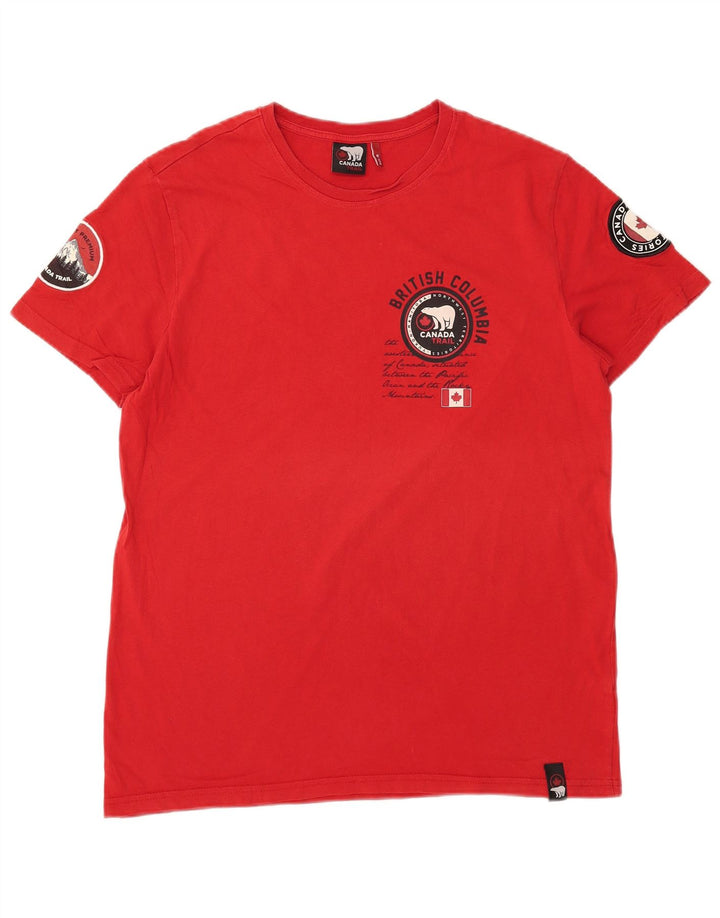 T-shirt grafica da uomo canadese Top in cotone rosso medio