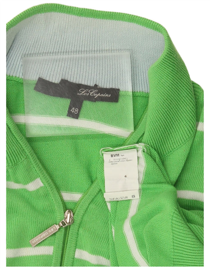 Maglione da uomo con zip e collo Les Copains IT 48 Cotone a righe verde medio