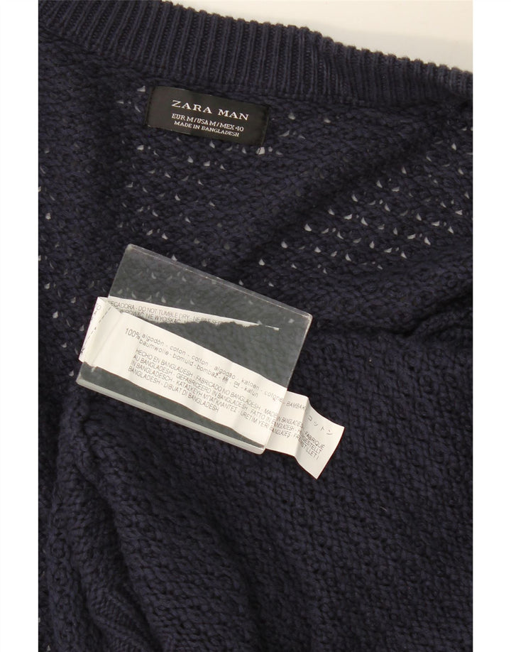 Maglione Cardigan Aperto da Uomo ZARA Cotone Medio Blu Navy