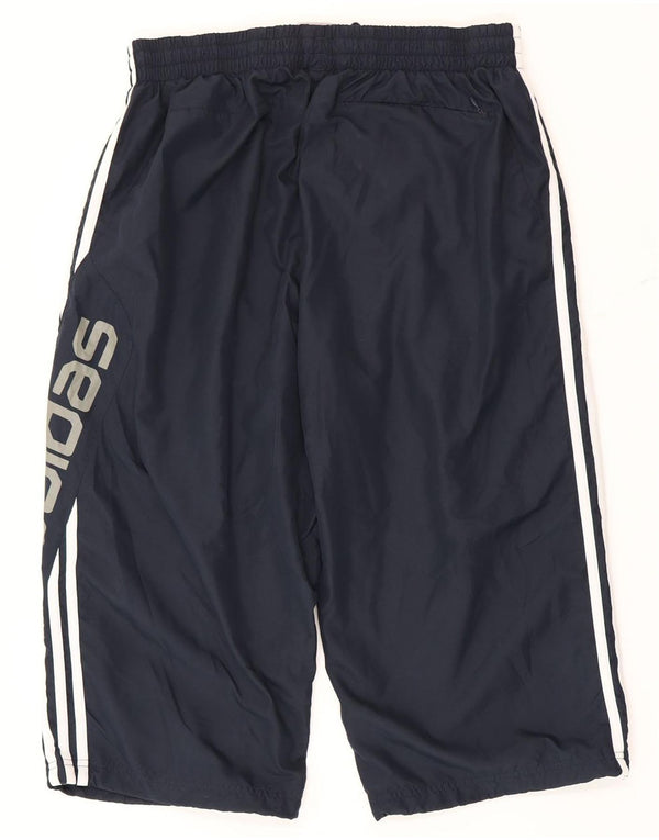 Pantaloncini sportivi Adidas da donna con grafica Bermuda UK 16 Large in poliestere blu navy
