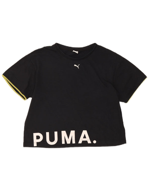 T-shirt grafica corta da donna Puma vestibilità ampia UK 14 media nera