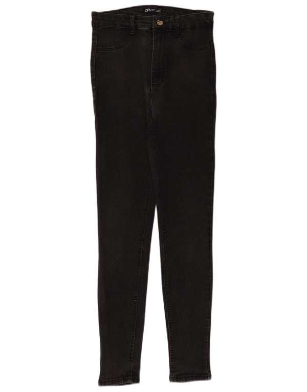 Zara Mens High Waist Skinny Jeans EU 38 Small W28 L26 Black Cotton