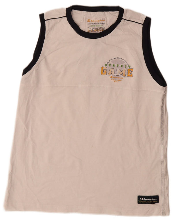 Canotta grafica Champion da ragazzo, 13-14 anni, XL, cotone color block bianco