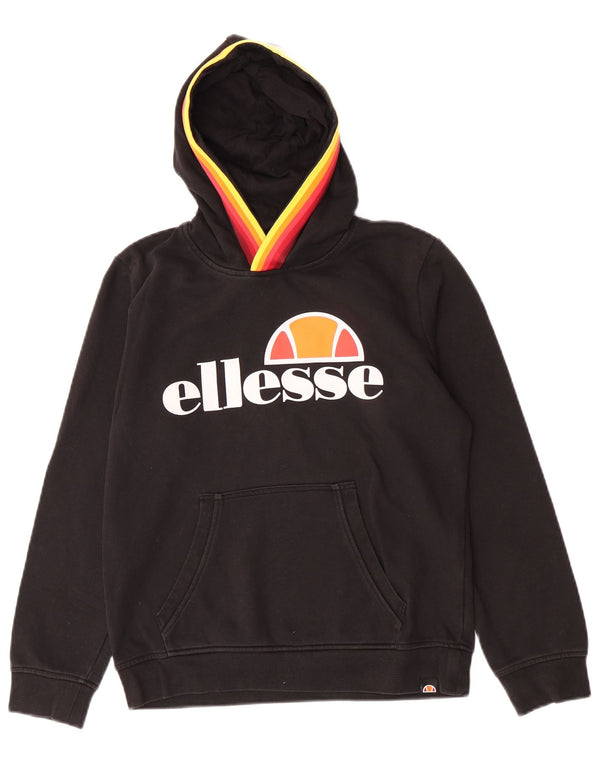 Maglione con cappuccio grafico per ragazze Ellesse 11-12 anni in cotone nero