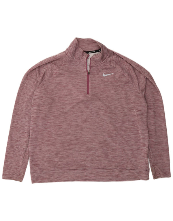 Nike Maglia da corsa da uomo con zip e collo a maniche lunghe XL in poliestere screziato rosso sportivo