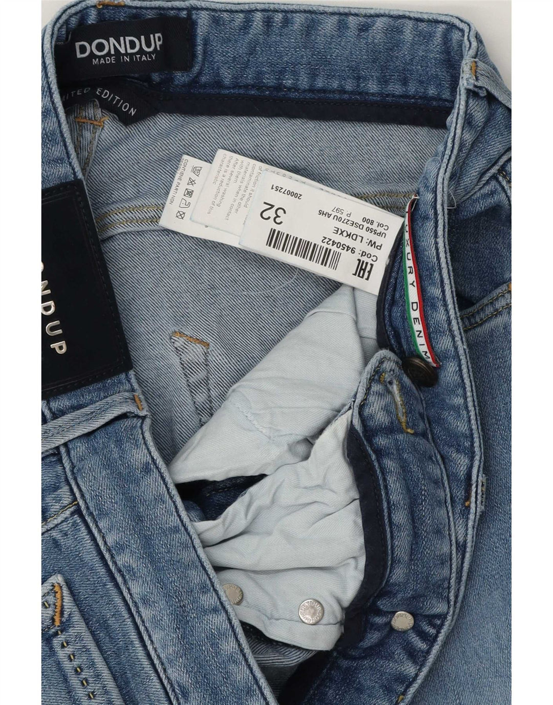 Dondup Jeans Slim Uomo W32 L32 Cotone Blu