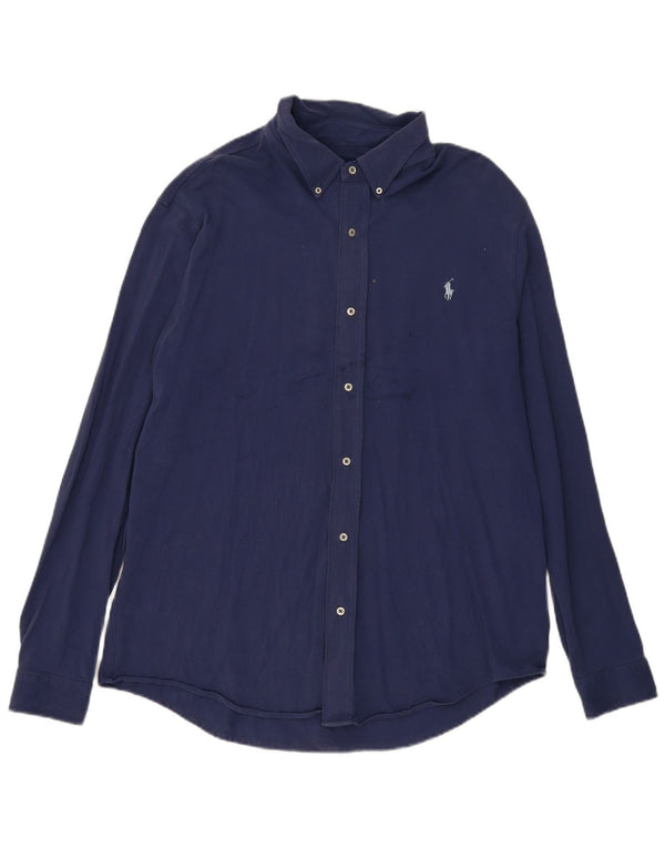 Camicia alta da uomo Ralph Lauren XL in cotone blu navy