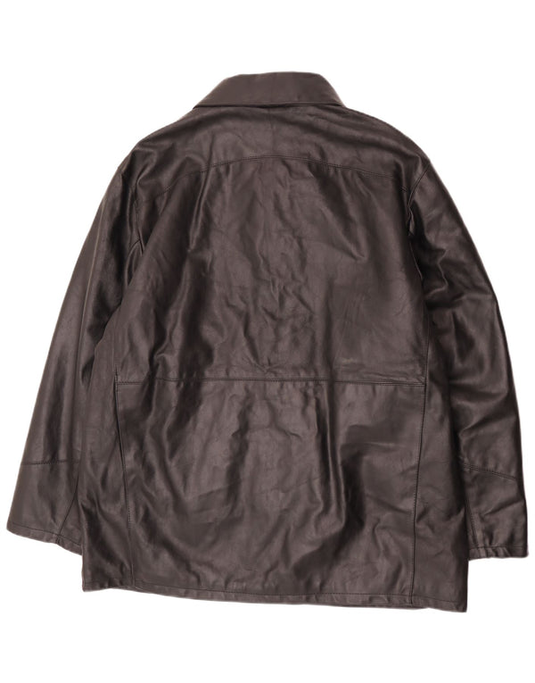 Giacca in pelle vintage da uomo IT 54 2XL Pelle nera