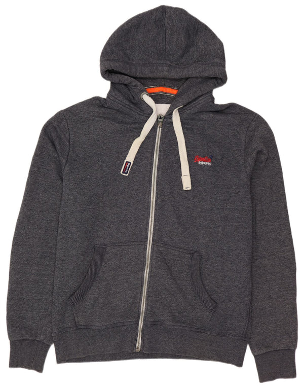 Maglione con cappuccio e zip da uomo SUPERDRY XL in cotone grigio