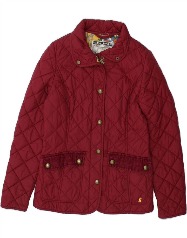 TOM JOULE Womens Quilted Jacket UK 10 Small Maroon Polyester Vintage Tom Joule and Second-Hand Tom Joule from Messina Hembry 