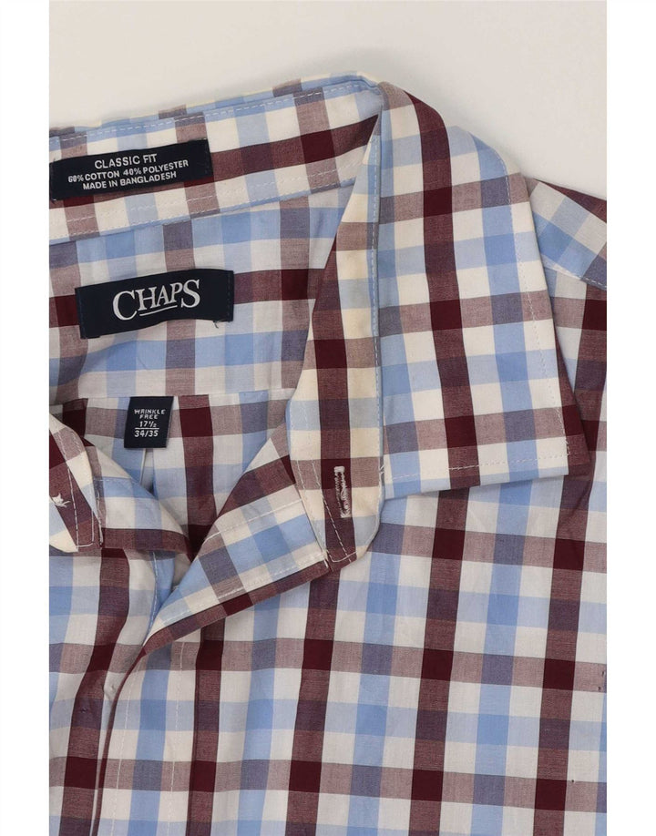 Camicia Chaps da uomo vestibilità classica taglia 17 1/2 XL cotone a quadri blu