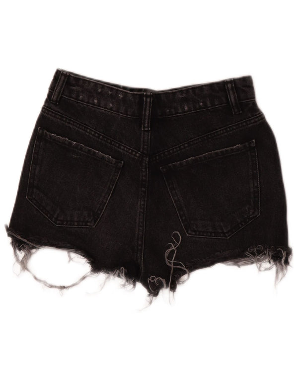 Pantaloncini in denim invecchiato da donna Zara EU 32 2XS W22 cotone nero