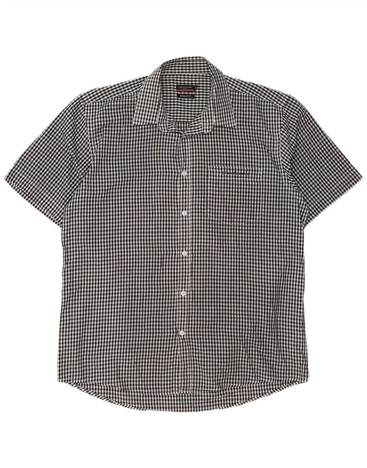 Camicia da uomo a maniche corte Regular Fit Pierre Cardin XL nera a quadretti