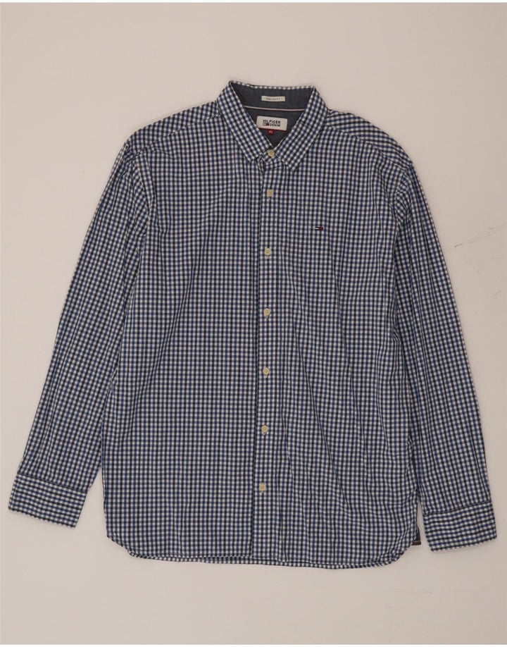 Camicia da uomo Regular Fit Tommy Hilfiger XL blu in cotone a quadretti