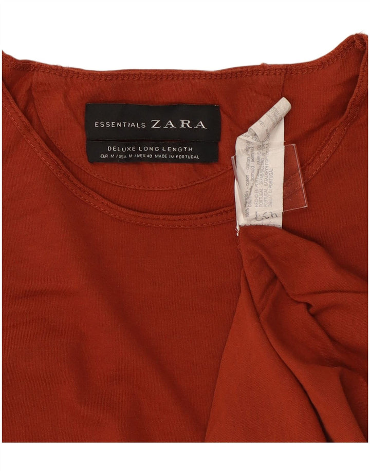T-shirt lunga da donna Zara UK 14 cotone rosso medio