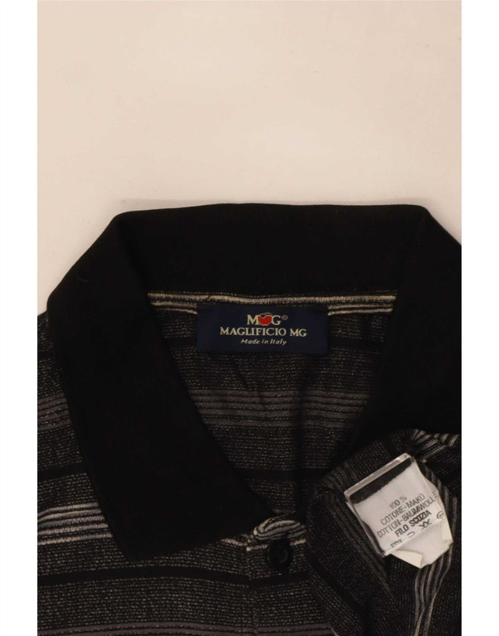 Polo vintage da uomo in cotone a righe grandi grigie
