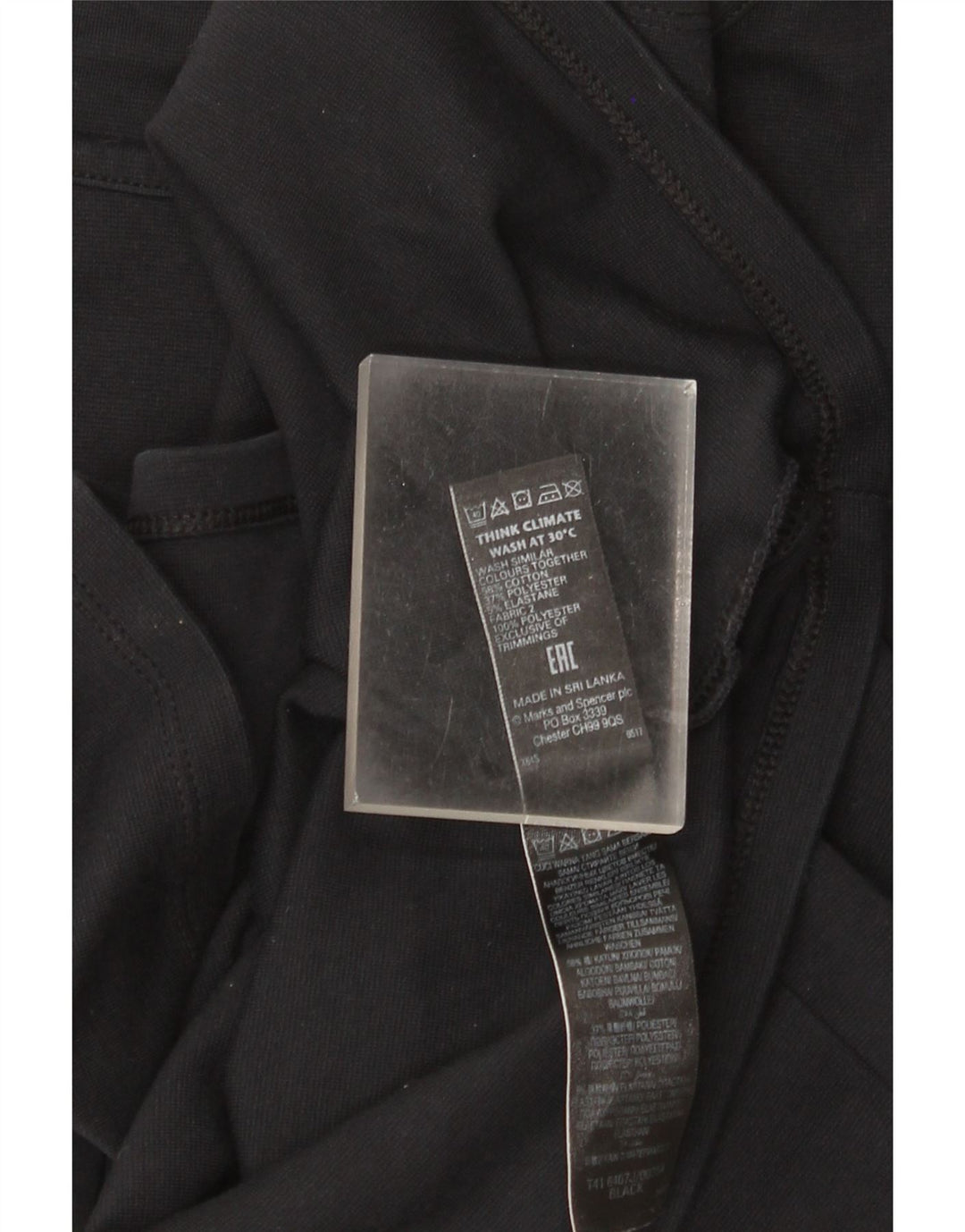 Top tunica manica 3/4 da donna Marks & Spencer UK 12 cotone nero medio