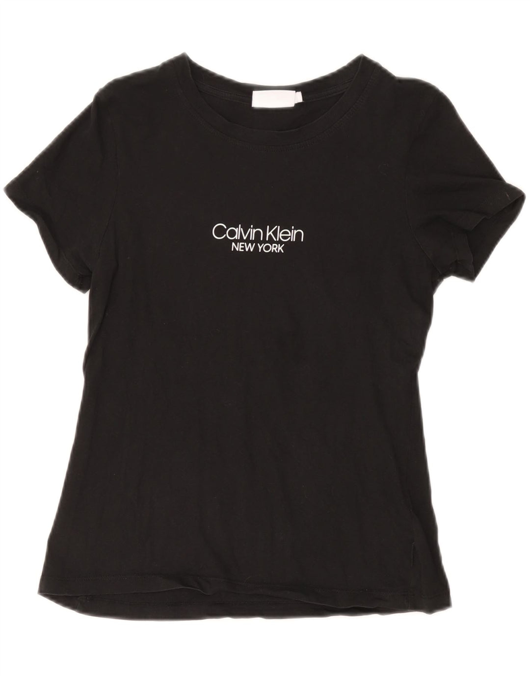 CALVIN KLEIN T-shirt grafica da donna Top UK 12 Medium Black Cotton