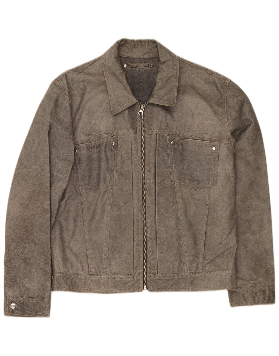 Giubbotto bomber in pelle da uomo vintage UK 38 Grigio medio