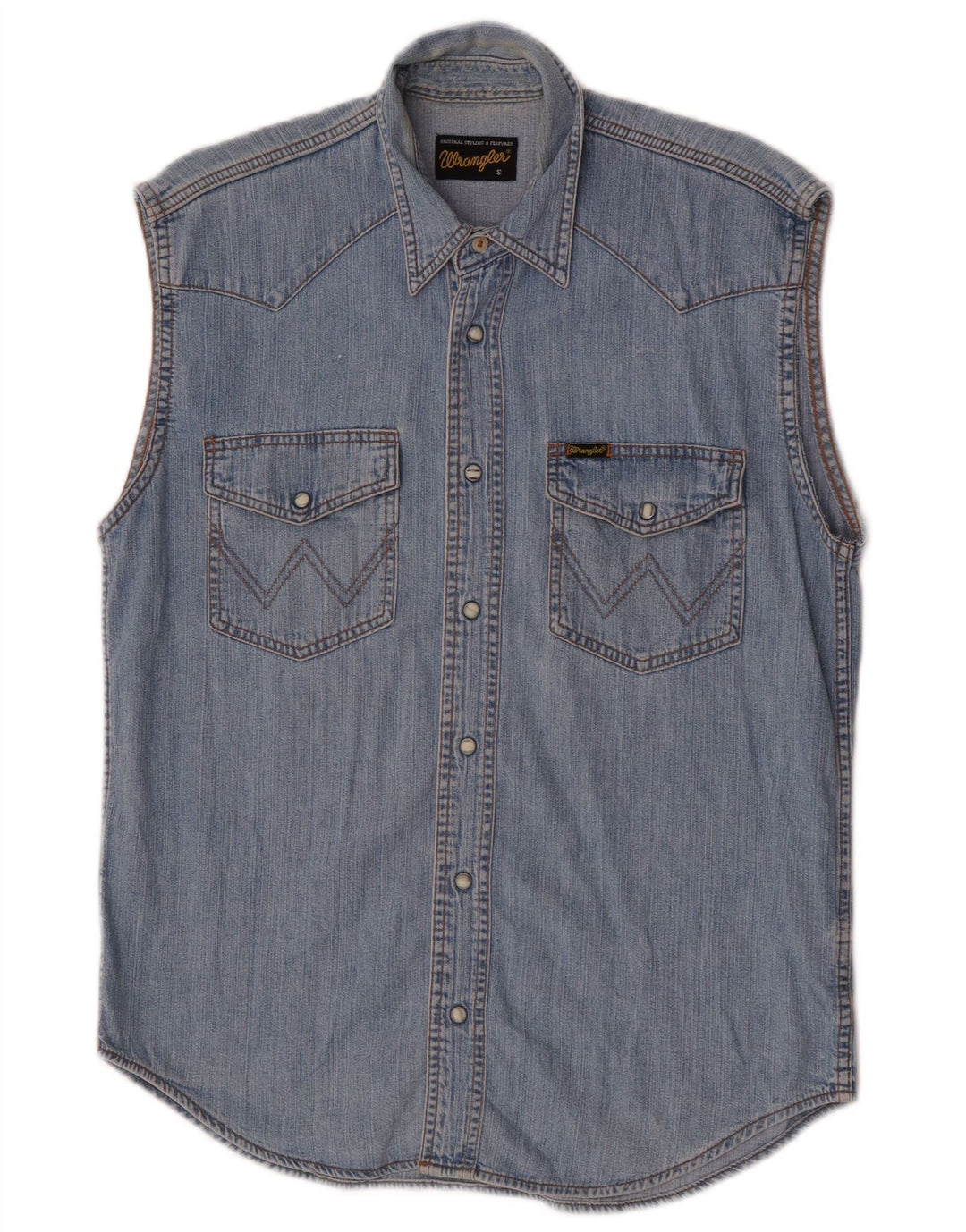 Camicia di jeans senza maniche da uomo Wrangler piccola in cotone blu