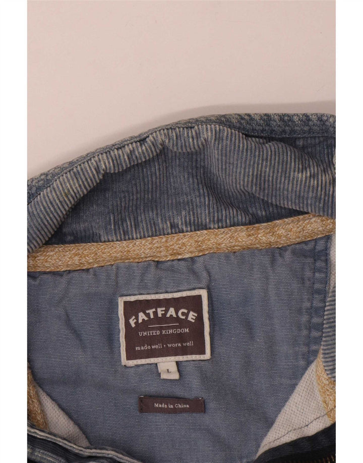 Felpa da uomo con collo con zip Fat Face, maglione grande, cotone grigio
