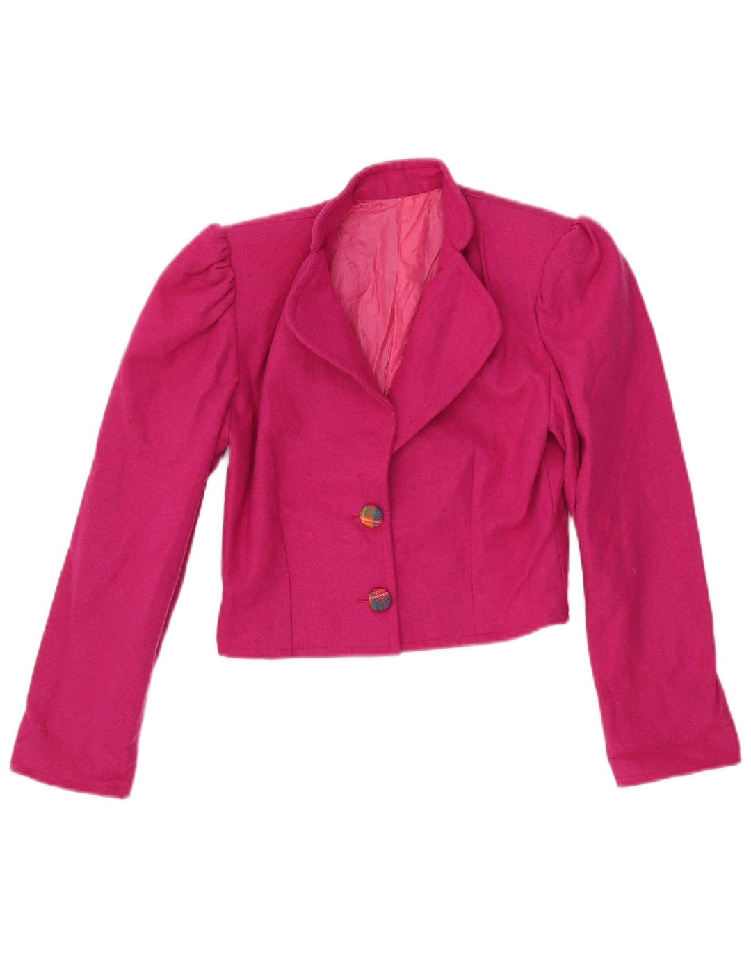 Giacca blazer a 2 bottoni corta da donna VINTAGE UK 6 XS rosa