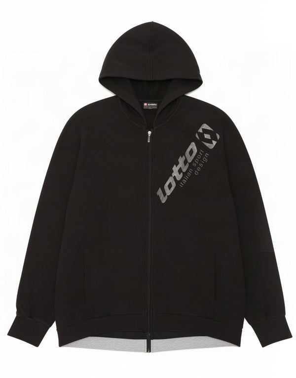 Maglione con cappuccio e zip grafica da uomo Lotto XL in cotone nero