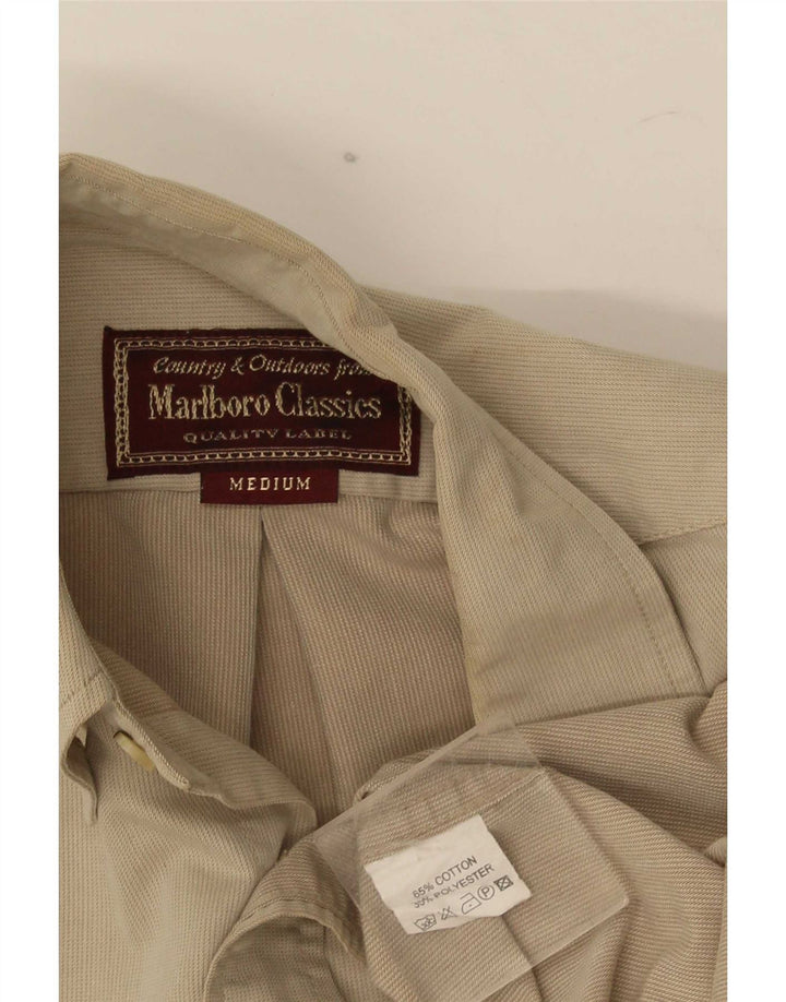 Camicia da uomo Marlboro Classics in cotone beige medio