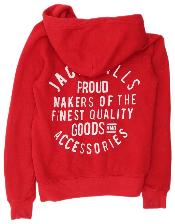 Maglione con cappuccio con zip grafica da donna Jack Wills UK 10 piccolo cotone rosso