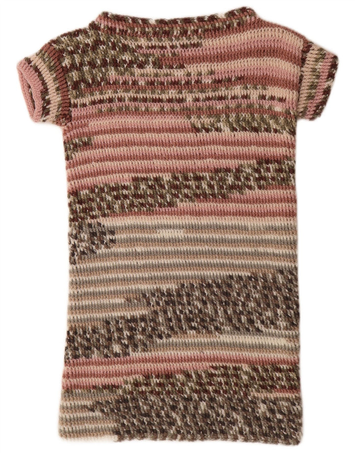 Abito maglione vintage da donna UK 14 a righe multicolori medie