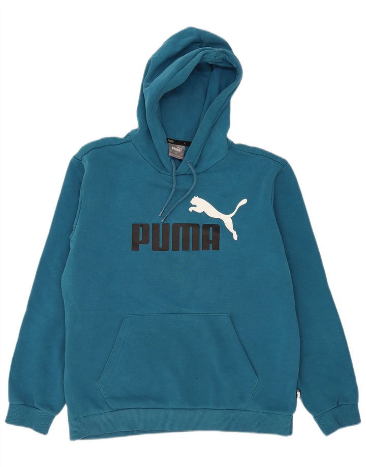Felpa con cappuccio grafica da uomo Puma in cotone blu medio