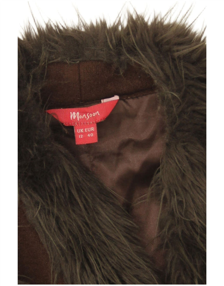 Gilet aperto corto da donna Monsoon UK 12 Lana marrone medio