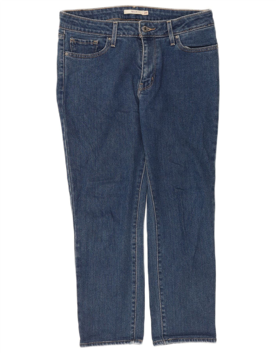 LEVI'S Jeans 712 Crop Slim da Donna W29 L24 Cotone Blu