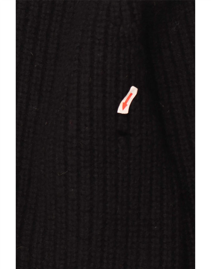 The Sweater Shop Maglione da uomo con scollo a barca medio nero in lana vergine