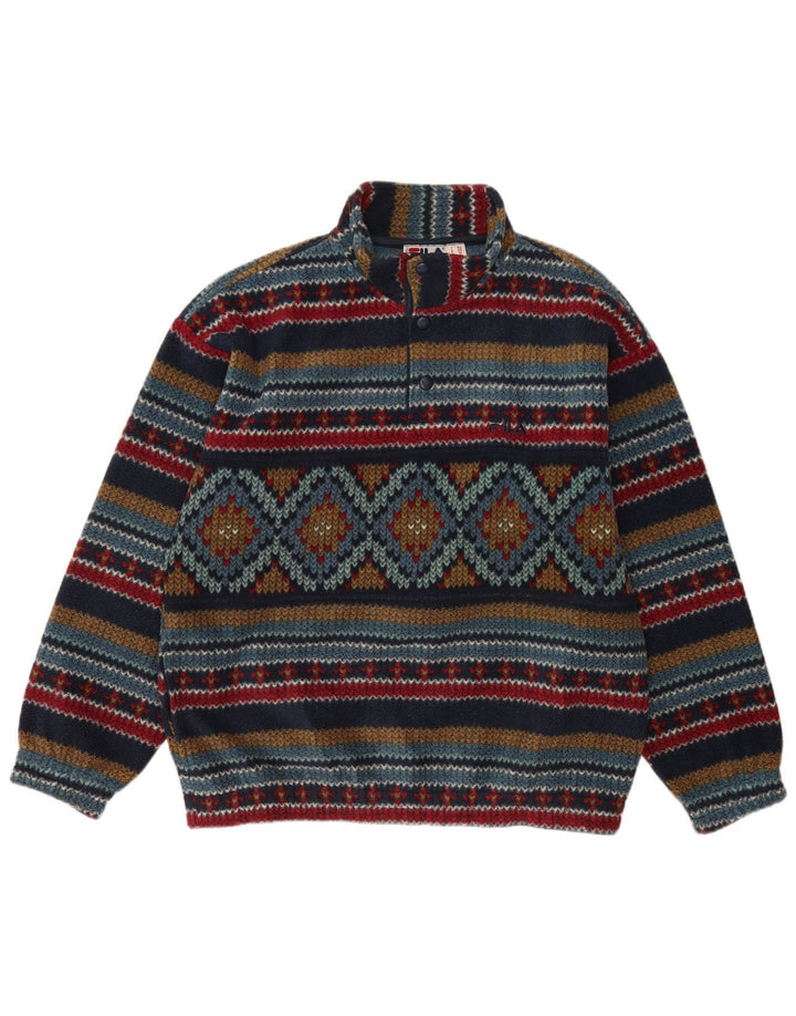 Maglione in pile da uomo con collo abbottonato Fila IT 50 medio multicolore geometrico