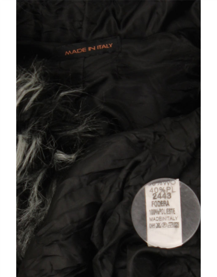 Cappotto a mantella con cappuccio vestibilità ampia da donna VINTAGE UK 10 piccolo in lana nera