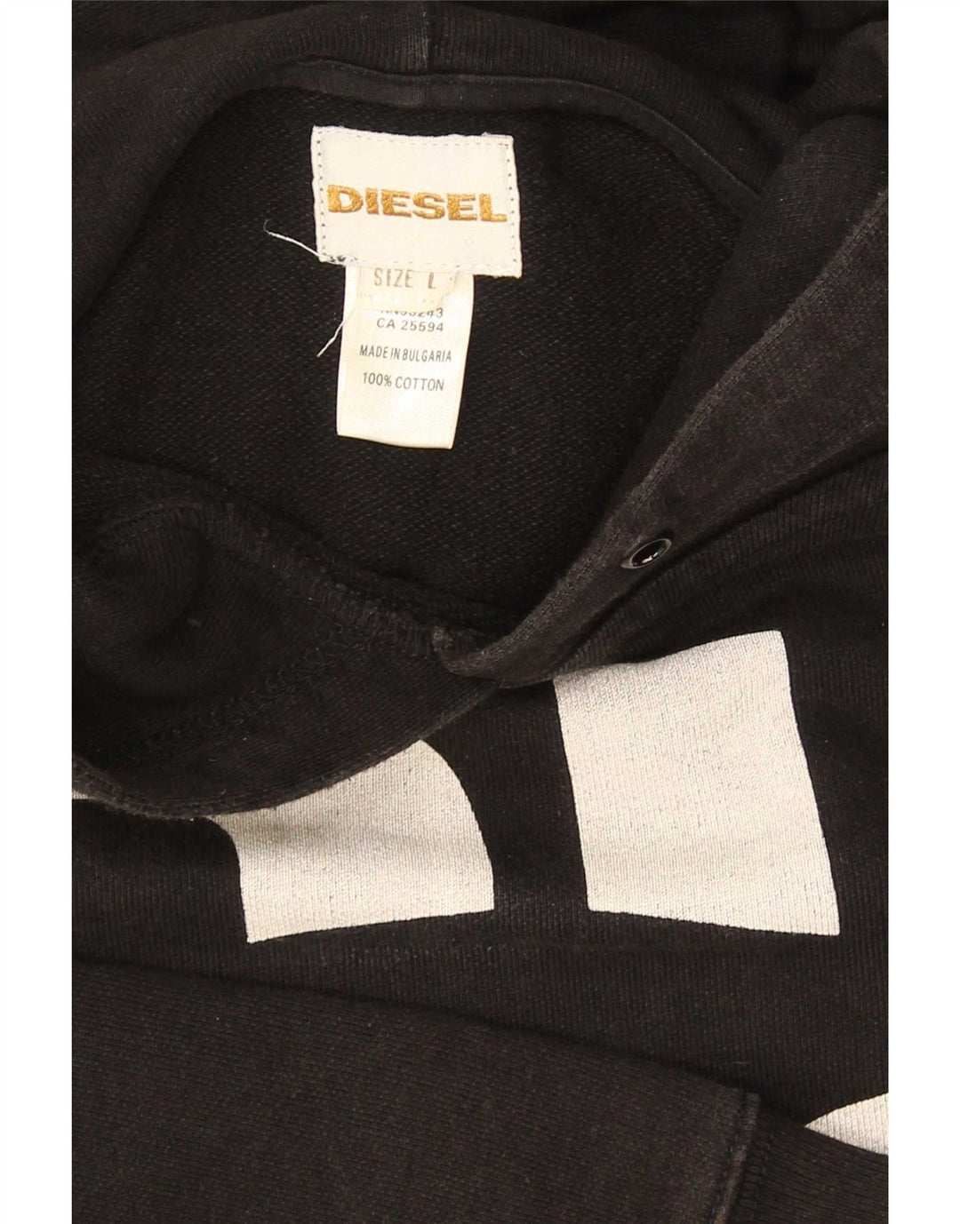 Maglione con cappuccio grafico da uomo Diesel grande in cotone nero