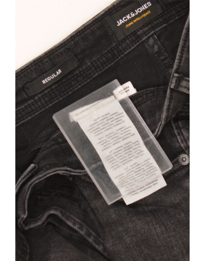 JACK & JONES Pantaloncini di jeans invecchiati regolari da uomo W30 cotone nero medio