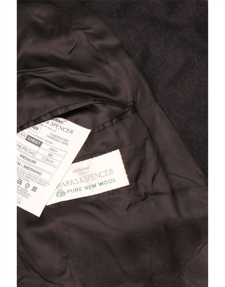 Giacca blazer doppiopetto da uomo Marks & Spencer UK 44 XL grigio lana vergine