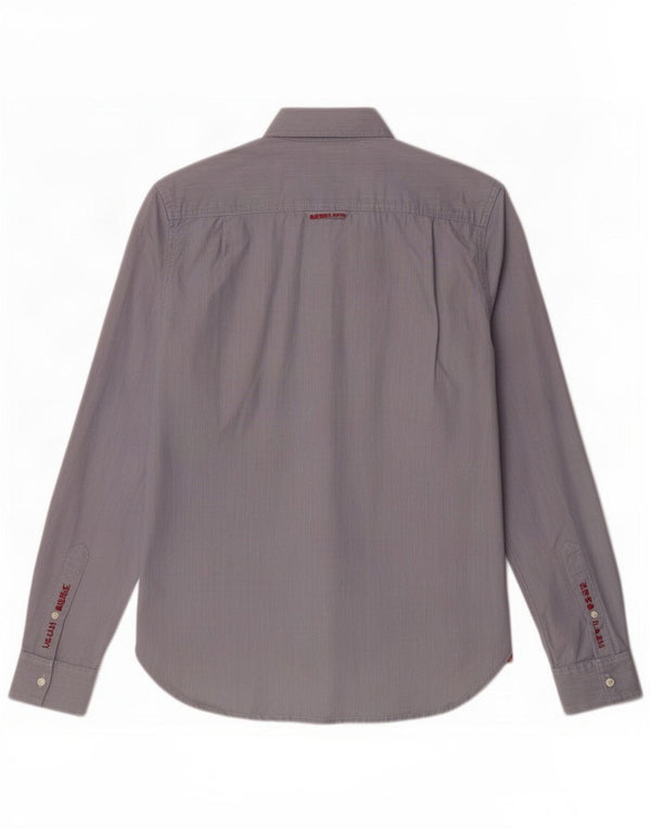 Camicia da uomo Superdry Small in cotone gessato blu