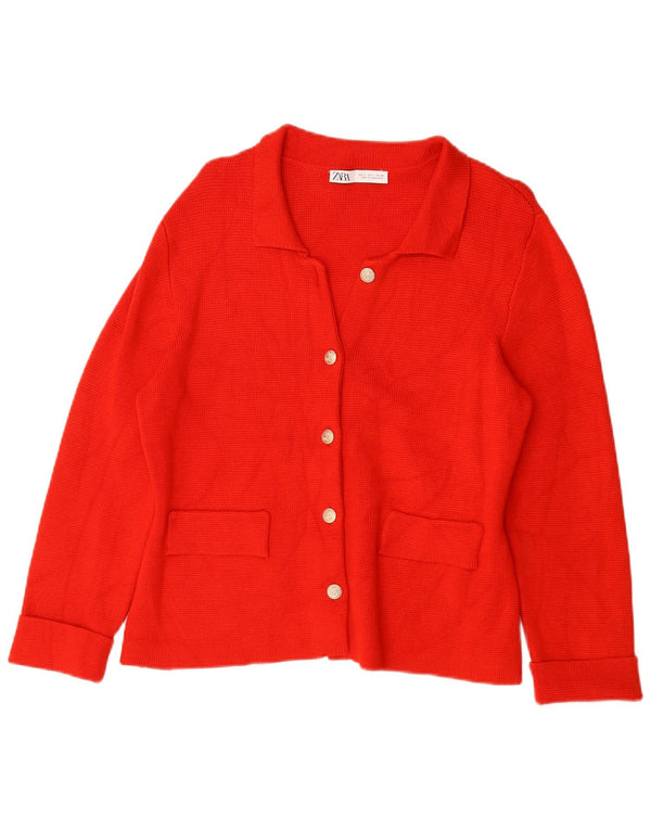 Maglione cardigan da donna Zara UK 16 grande viscosa rossa