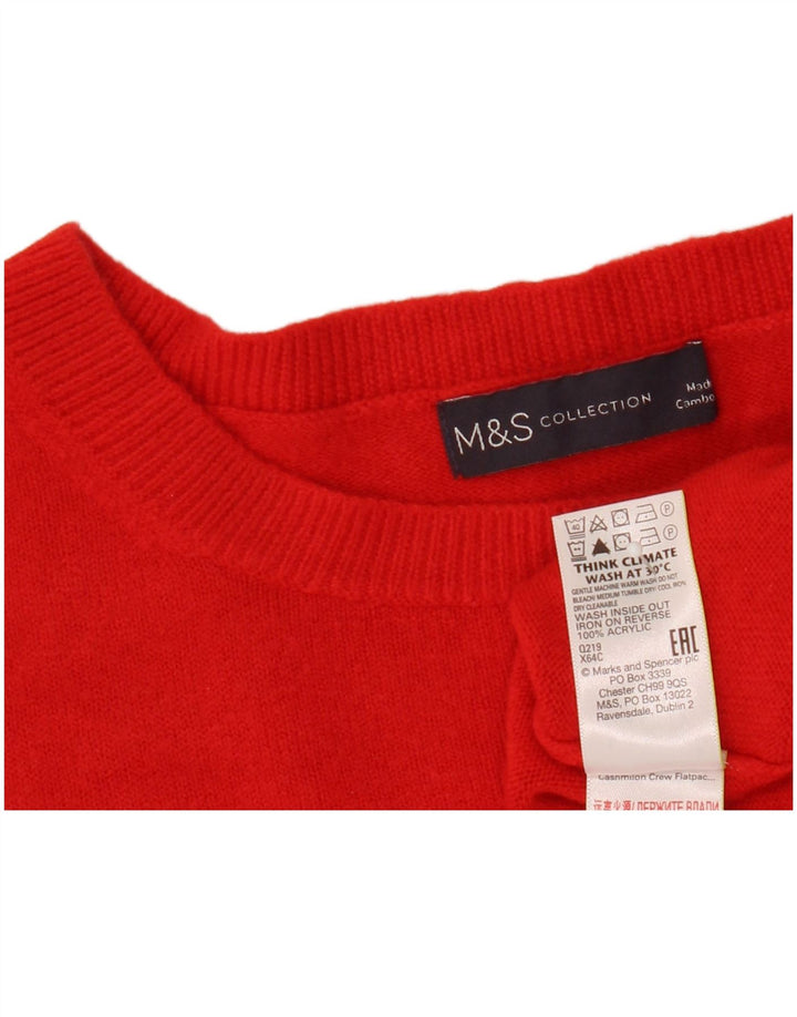 Maglione maglione girocollo corto da donna Marks & Spencer UK 12 rosso medio