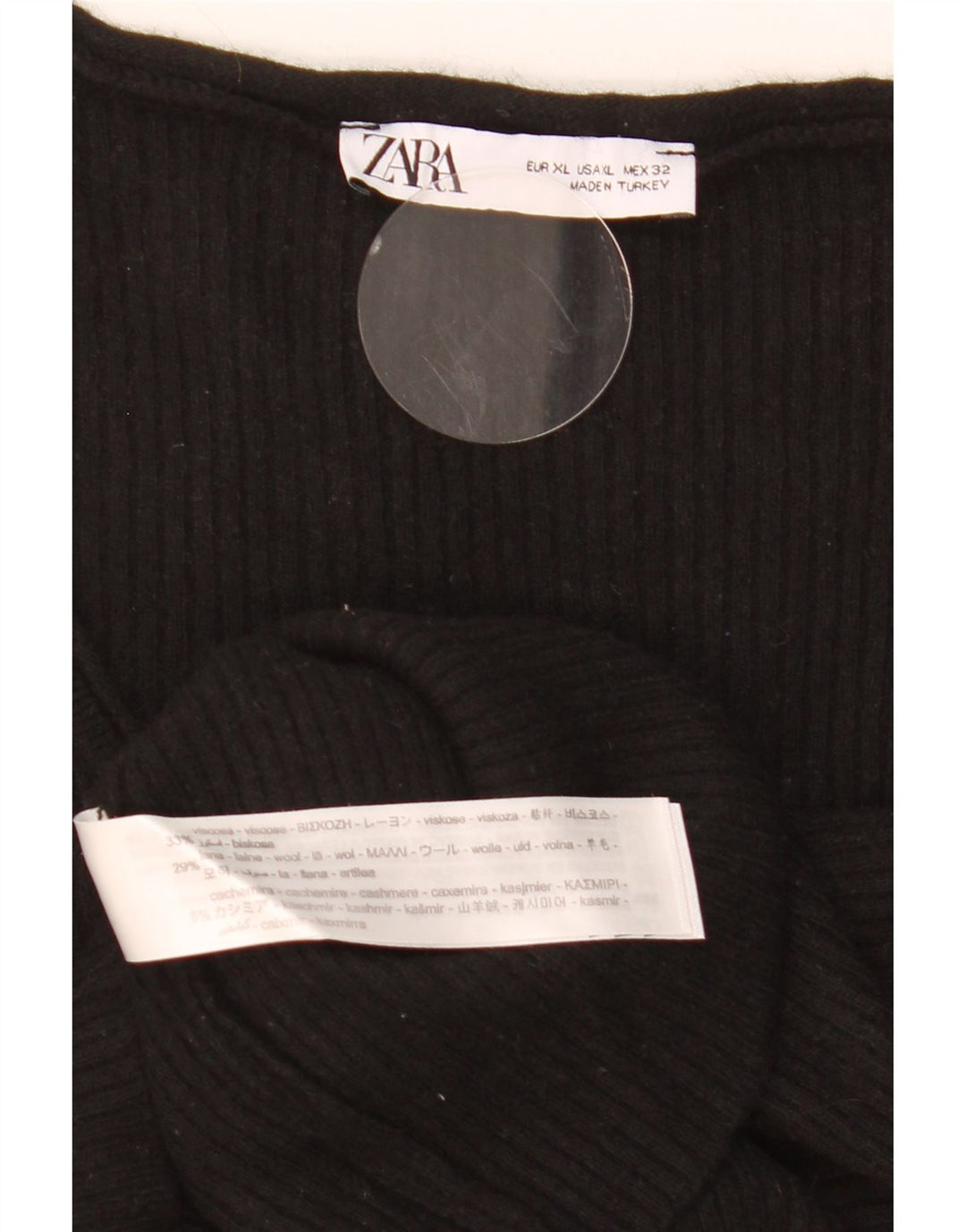 Top Zara da donna a maniche lunghe UK 18 XL viscosa nera