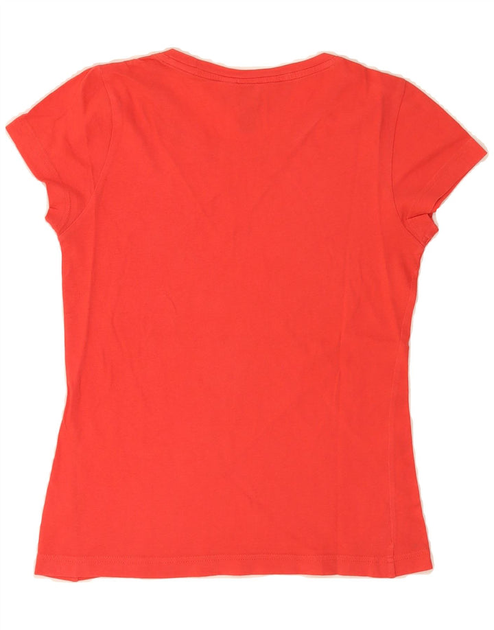 ADIDAS Womens Graphic T-Shirt Top UK 10 Small Red Vintage Adidas and Second-Hand Adidas from Messina Hembry 