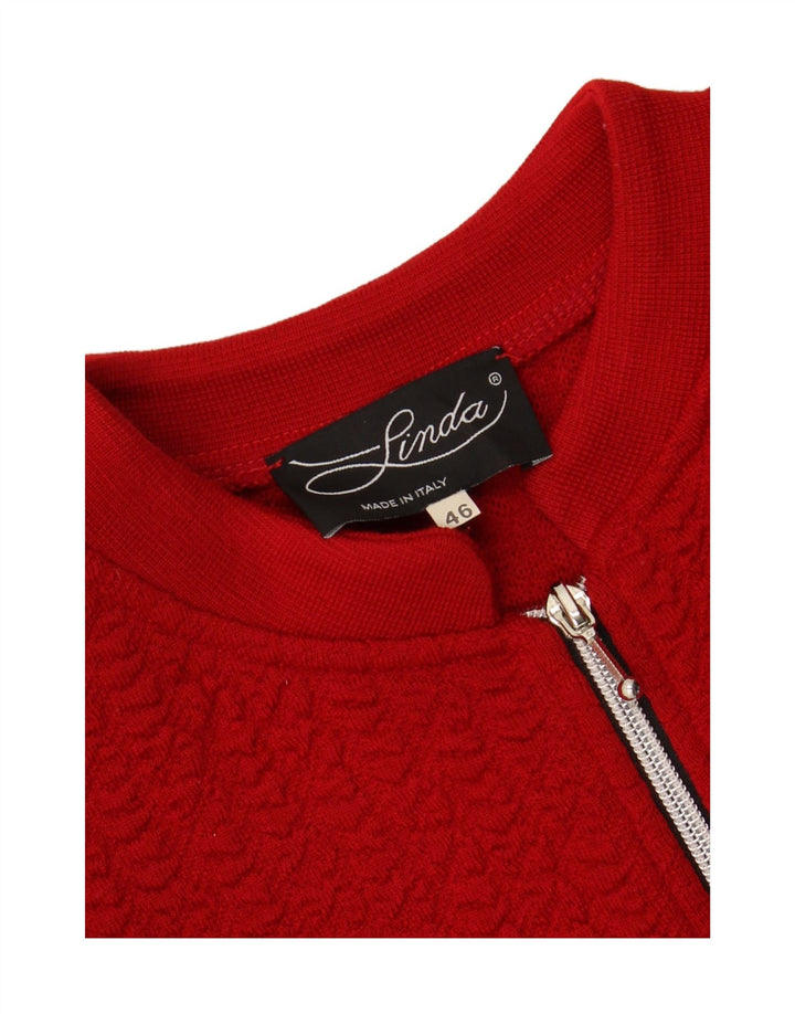 VINTAGE Womens Cardigan Sweater IT 46 Large Red Wool