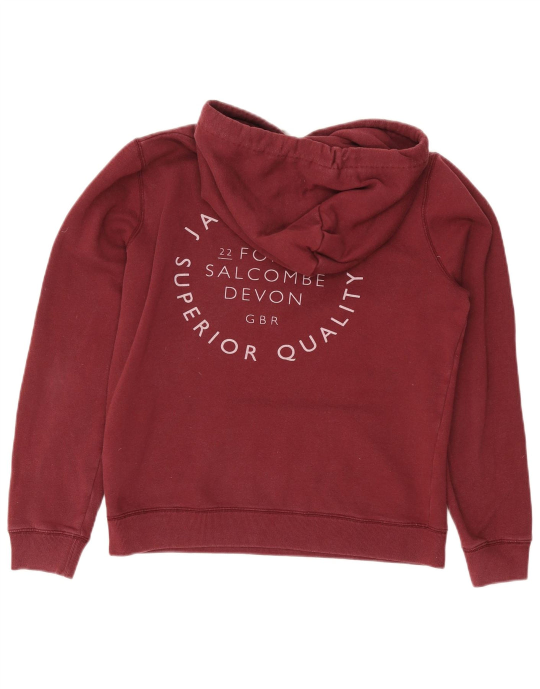 JACK WILLS Felpa con cappuccio grafica da donna UK 12 Cotone bordeaux medio