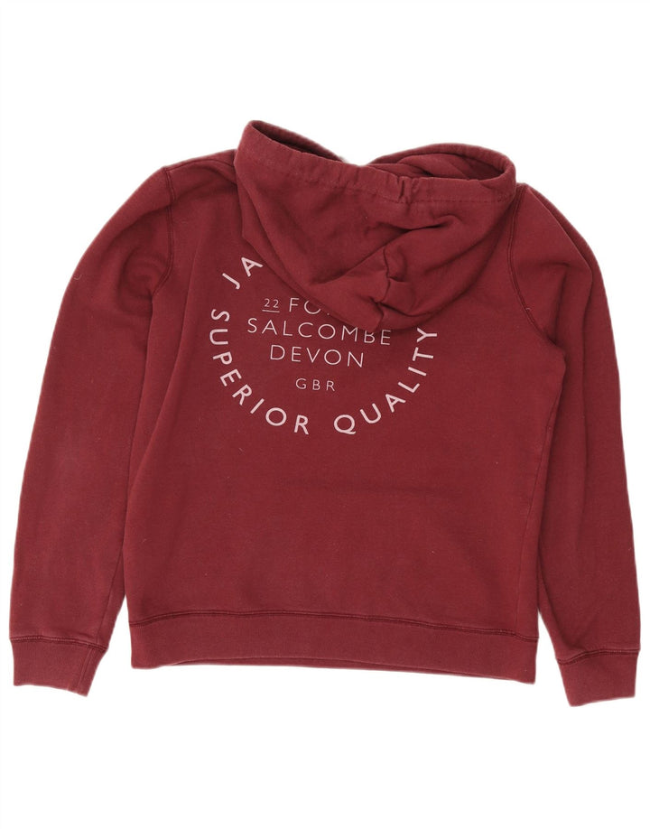 JACK WILLS Felpa con cappuccio grafica da donna UK 12 Cotone bordeaux medio